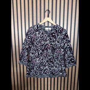 Chicos Top 1 / US Medium Womens Multicolor Long Sleeve Knitted Fabric Paisley